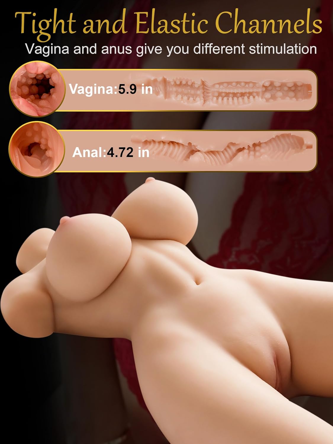 Realistic Sex Doll Torso for Men - Auslove 3 in 1 Female Sex Dolls with Big Boobs Vagina