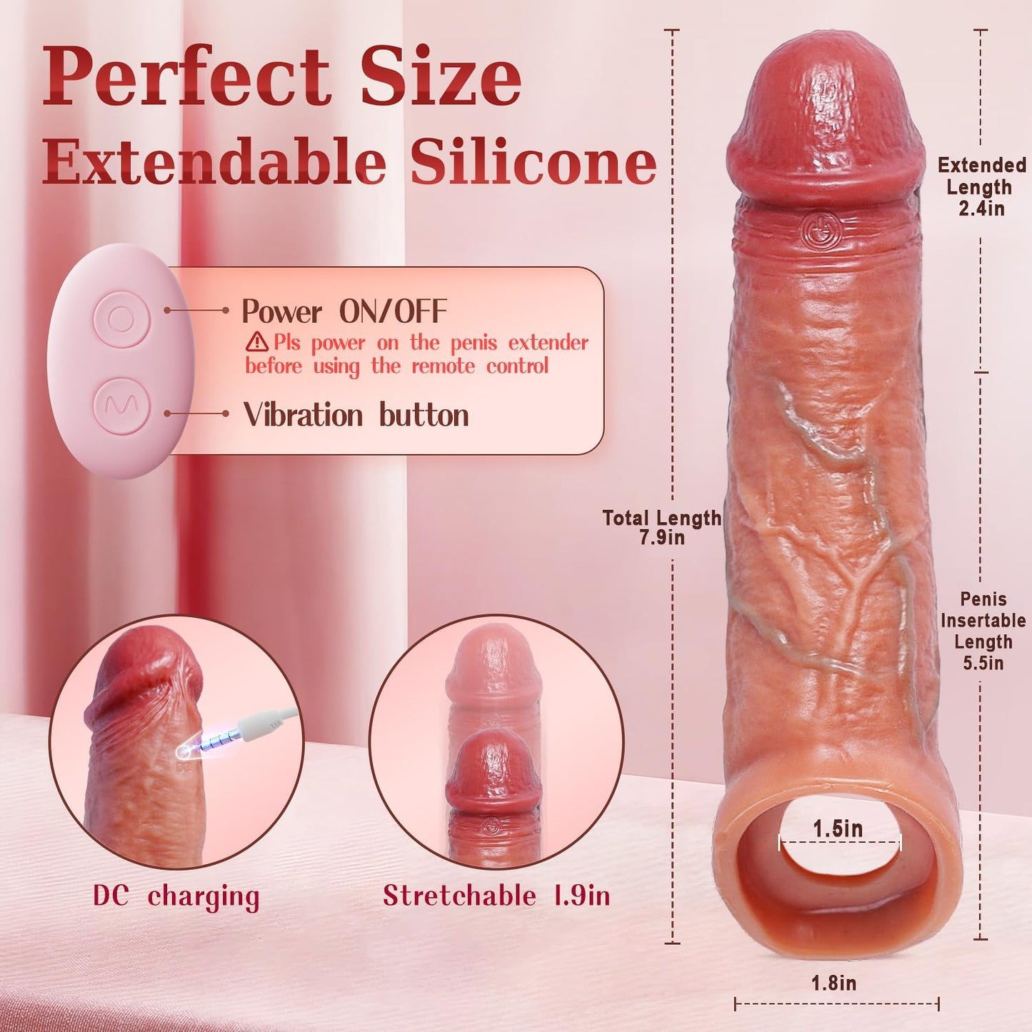 Penis Sleeve Cock Sleeve Vibrator - FYSHAVO 4IN1 Realistic Adult Male Sex Toys for Men