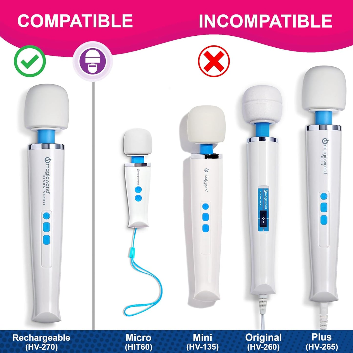 Magic Wand Massager Rechargeable HV-270 – Cordless Multi-Function Variable-Speed Neck Massager with Soft Silicone Head - Personal Massagers for Women
