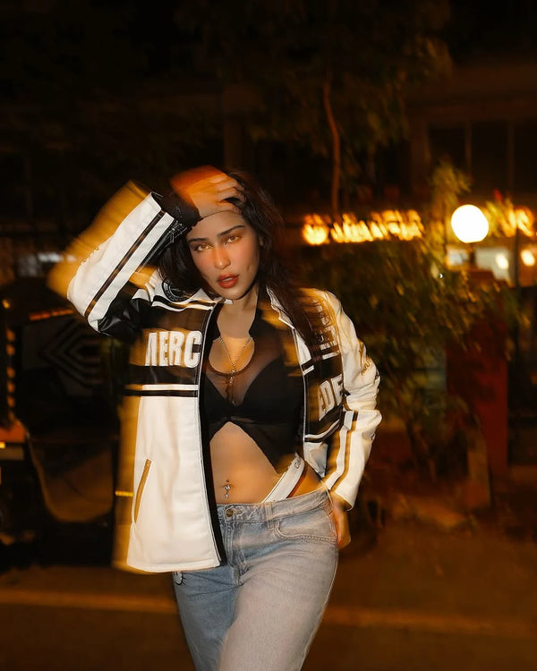 White Mercedes Leather Jacket Limited edition