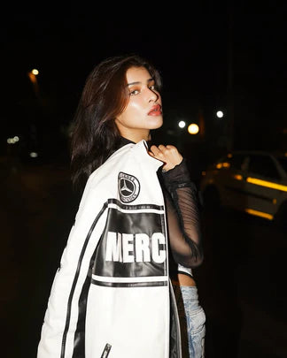 White Mercedes Leather Jacket Limited edition
